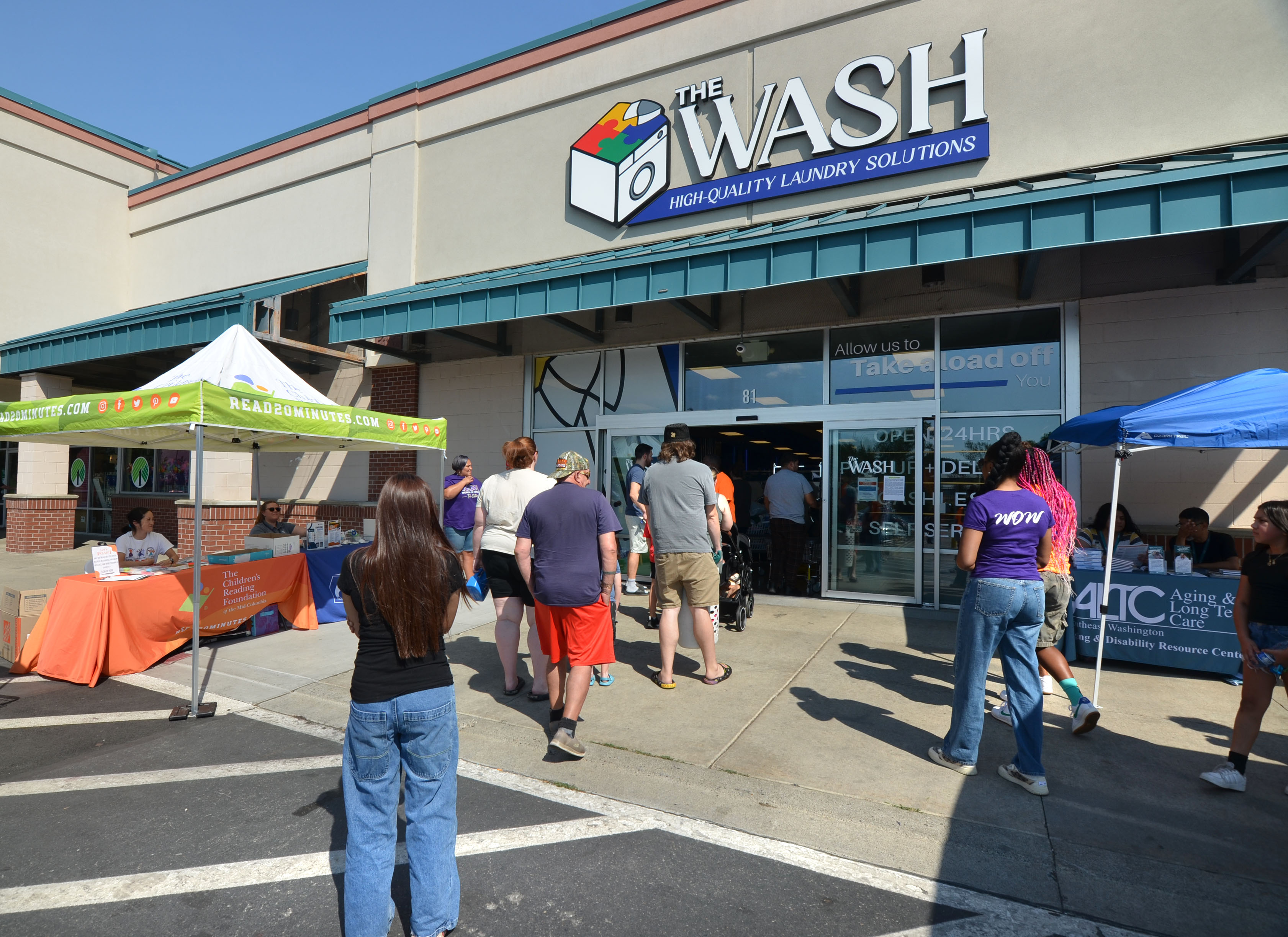The Wash storefront on Columbia Point Drive